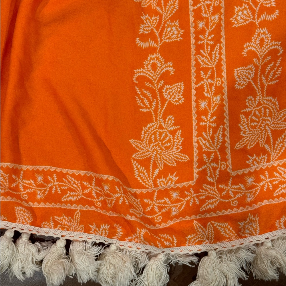 Show me your mumu Woodstock Orange peasant tassel Top S - Picture 3 of 6
